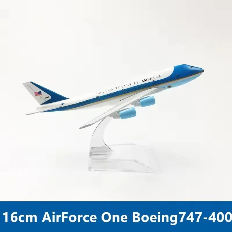 1/400 Scale Airplane Model Air Force One B747 Airlines 16cm Plane Model Alloy Metal Diecast Replica with Base Home Decor