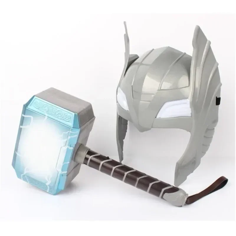 Animation Hero Thor LED Luminous Sound Thor Hammer Mask Action Doll Birthday Party Cosplay Props Children's Halloween Gift