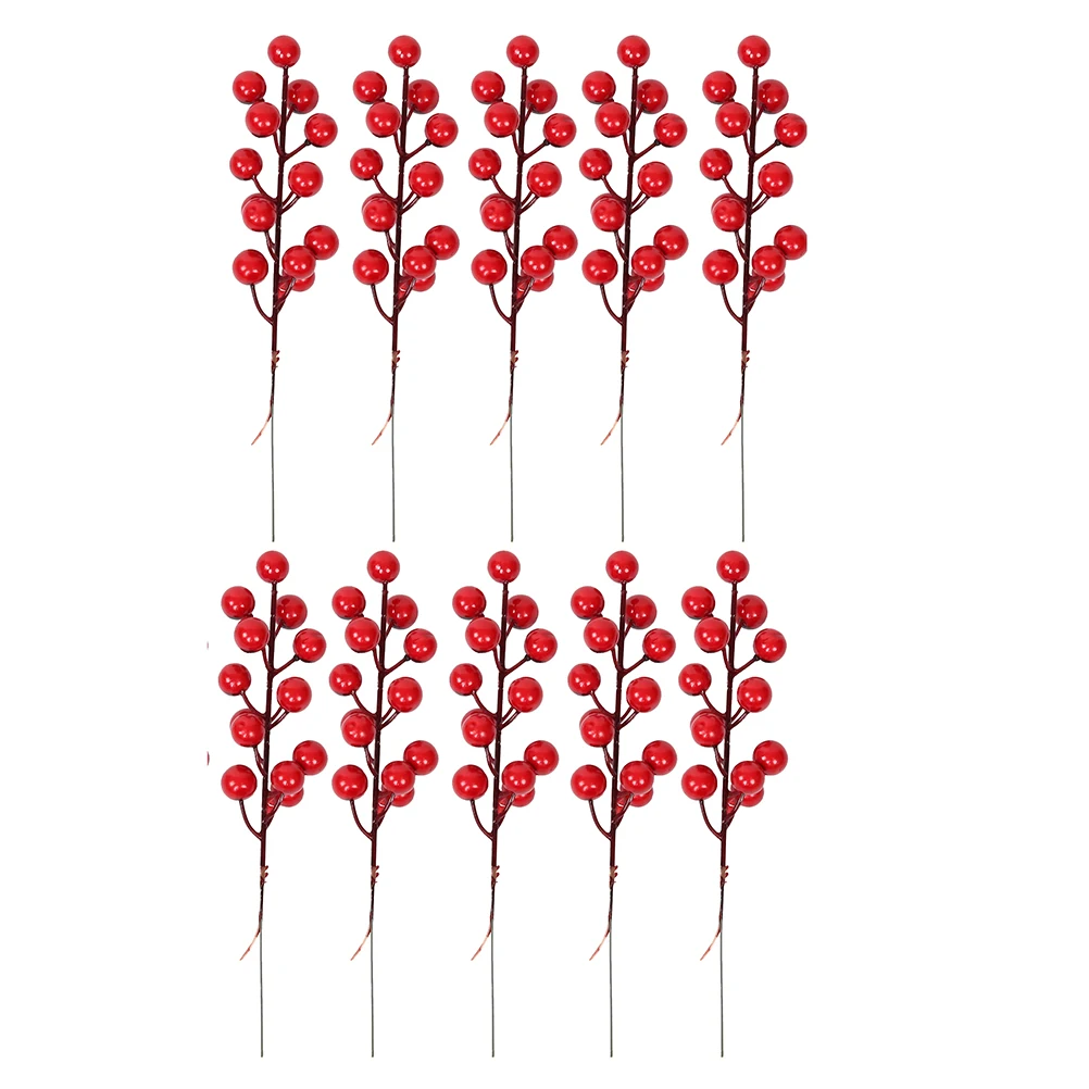 

10Pcs Fake Red Berry Branches Realistic Christmas Decorations Home Flower Decoration DIY Wedding Photo Props Artificial Berries