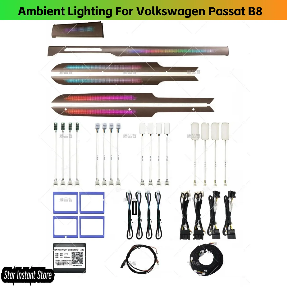 

Автомобильная светодиодная электроника, окружающее освещение, симфония, подходит для Volkswagen Passat 2017-2023, VW B8, полный комплект украшений, 22 фонари