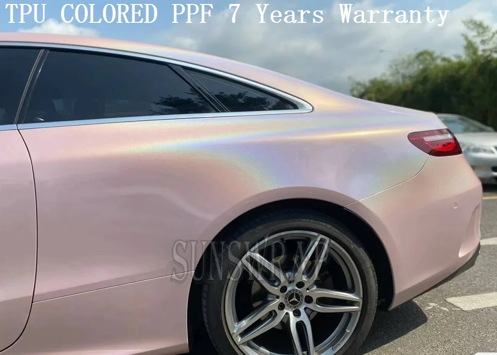 Hot Pink Holographic Iridescent TPU PPF Color Shifting Wrap for Car, Yacht, Motorcycle- Self-Healing, Wet Method 5x52ft/roll