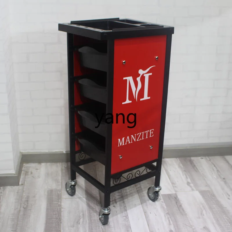 Yjq retro hair salon beauty trolley barber shop perm and dyeing tools hair salon hand push bar cart