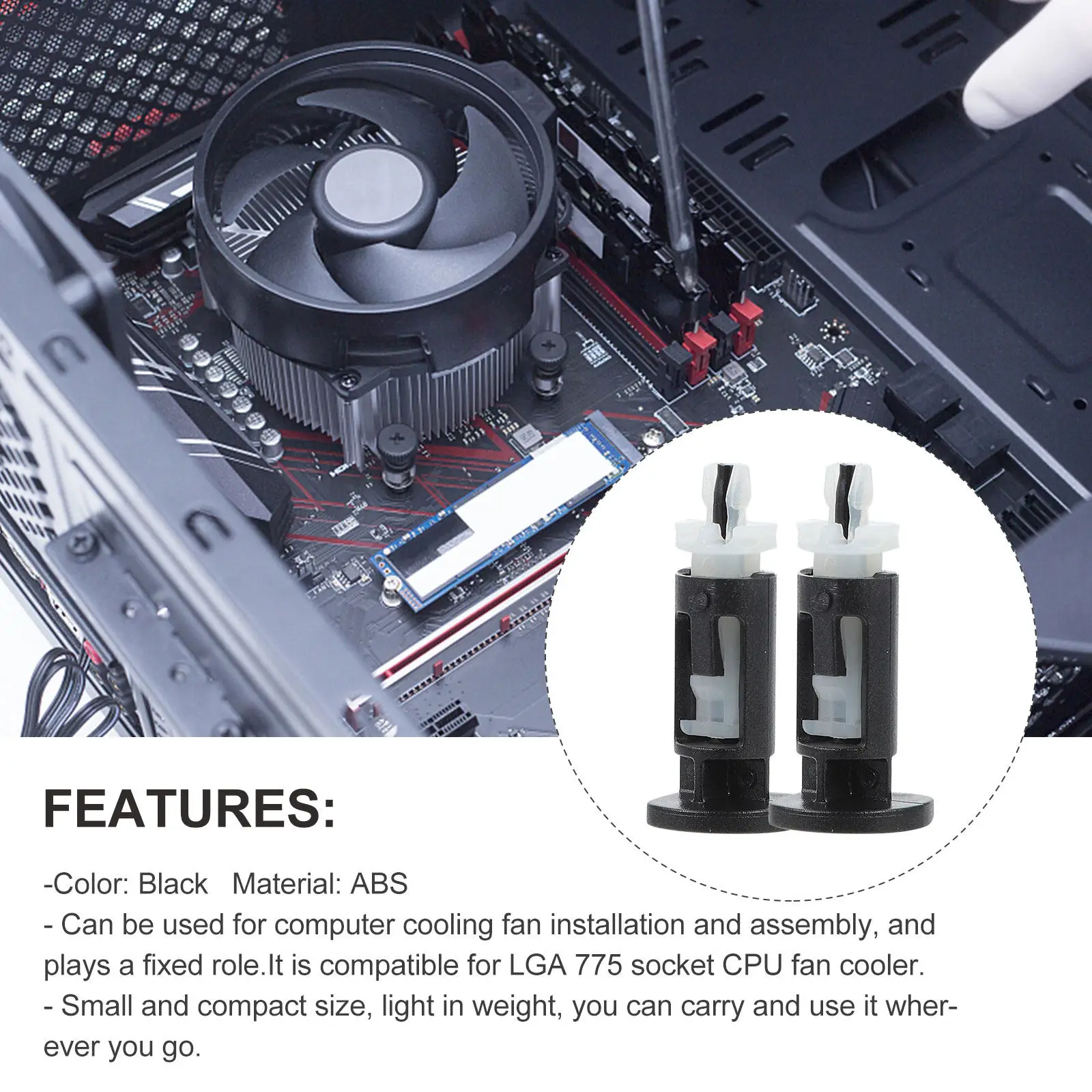 

40Pcs Fan Cooler Push Screw Fastener High Durability Mount Pin for Heatsink CPU Stable Fixing for Computer Cooling System