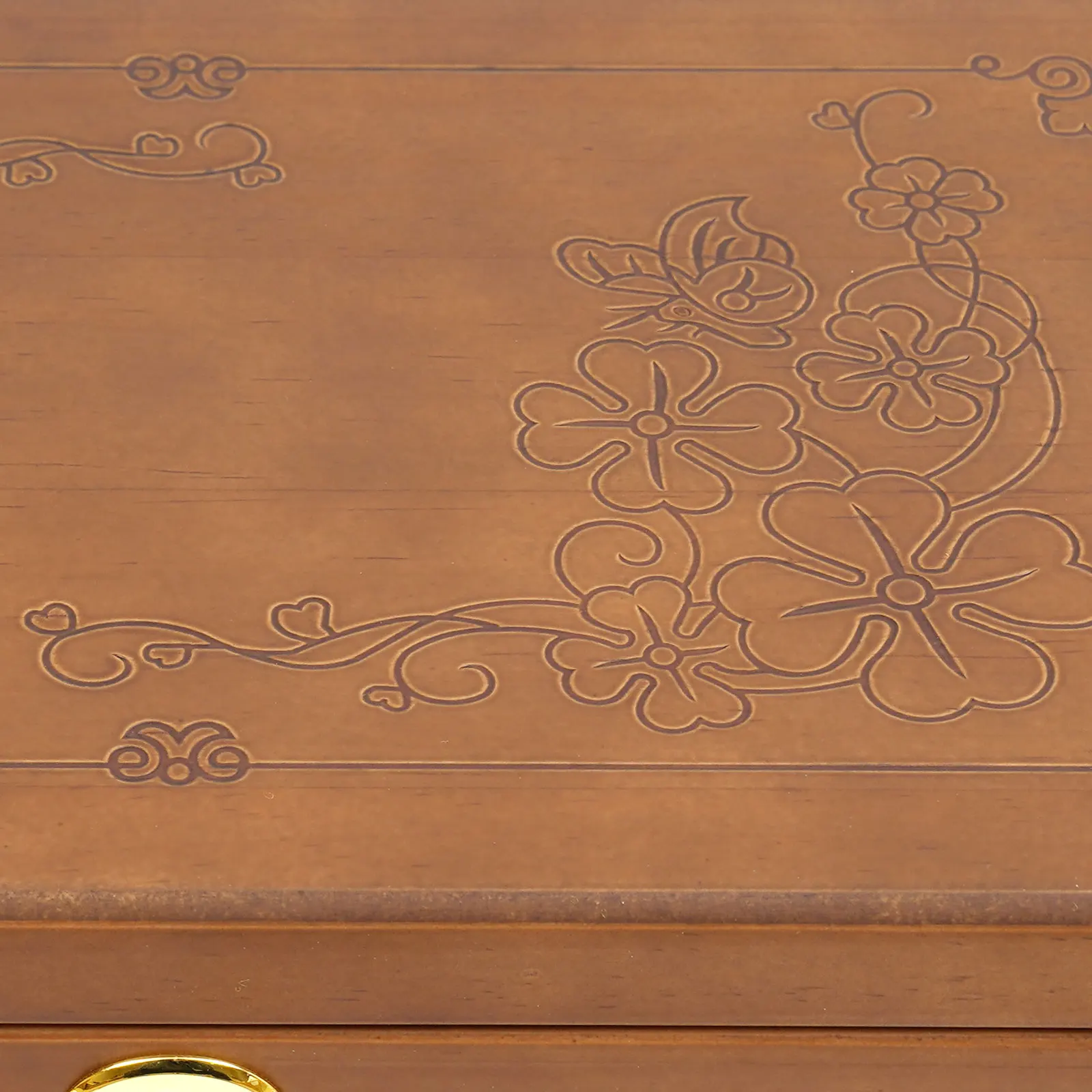 6-lagige braune Schmuckschatulle aus Holz, 29,5 x 18,5 x 25 cm, mit Spiegel-Sicherheitsriegel, zum Aufbewahren von Anhängern, Armbändern, Broschen und Halsketten – Detail 4