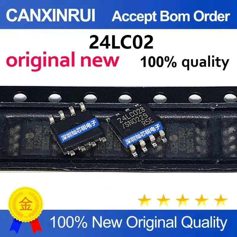 (5-100pieces)Brand new original 24LC02B-I SN 24LC02B SMD SOP8 memory IC chip