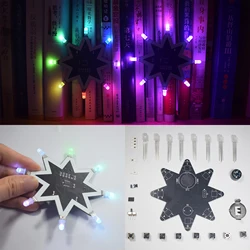 Caja de música con forma de estrella octogonal LED de Color, decoración de árbol de Navidad, teclado de órgano electrónico, Kit de fabricación electrónica DIY