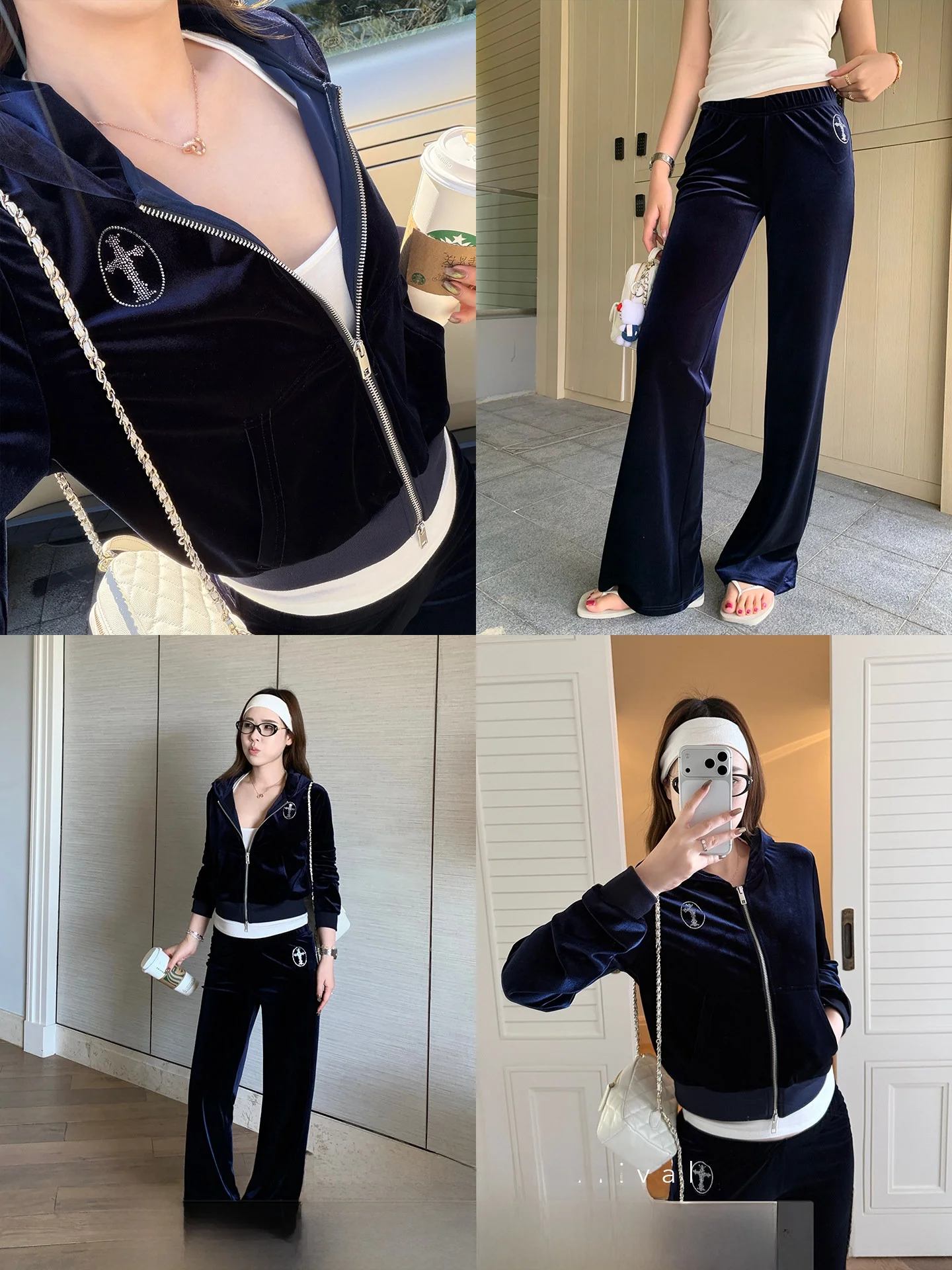 

Xzichic Velvet Feel Loose Fit Hooded Sweatirt Low Waist Pants Micro Flared Set Women's Faion Comfortable Stretchy Outfit