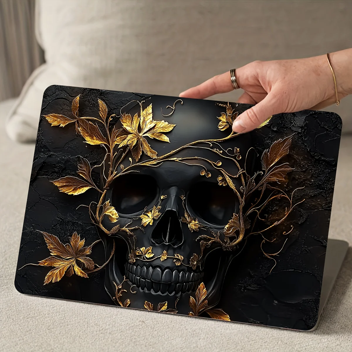 Vinyl Laptop Case Skull Sticker, 2pcs/Set, Scratch Resistant DIY Art Case for HP, Dell, Lenovo, Apple, ASUS