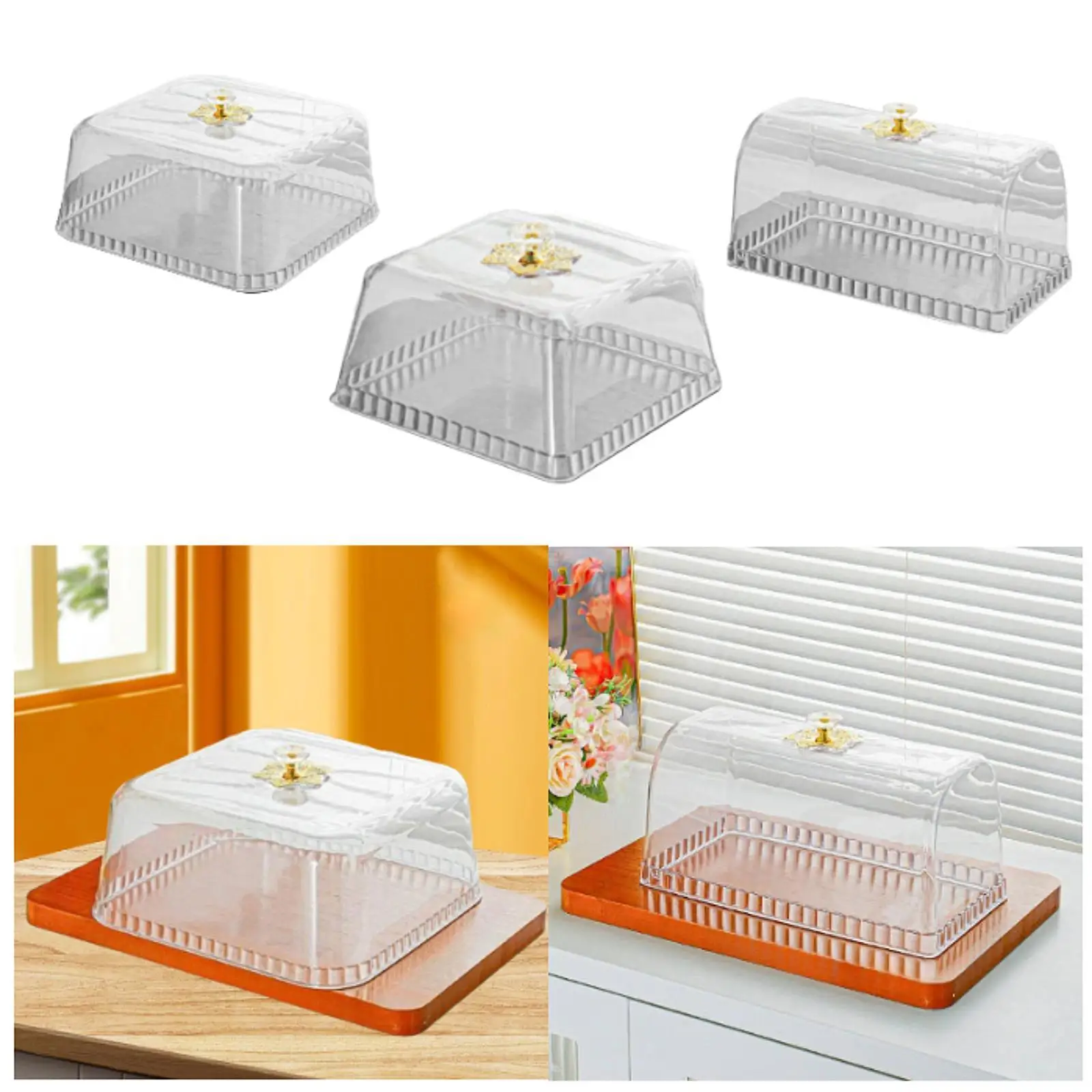 Clear Cake Dome Cover Decoration Pastry Display Cloche Food Display for Birthday Party Festival Serving Platter Cake Tray