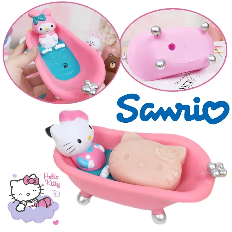 Sanrio Hello Kitty Uchwyt na mydło łazienkowe Pudełko na mydło Kreskówka Uchwyt na gąbkę kuchenną Narzędzie łazienkowe Uchwyt na mydło do mycia rąk