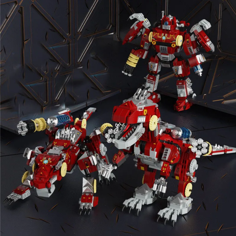 

3 in 1 Tyrannosaurus Rex Robot Mechanical Beast Mecha Block DIY Deformation Dinosaurs Building Bricks Toy For Boys