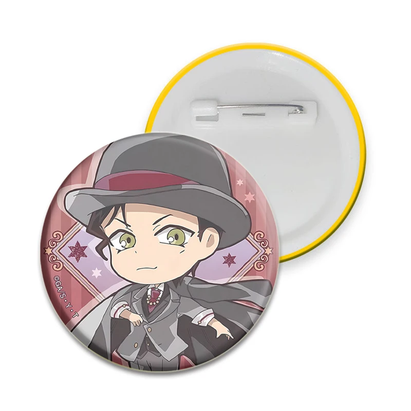 32/44/58mm Japanese Anime Detective Conan Enamel Pins Round Cartoon Brooch Bag Lapel Badge Jewelry Gift for Kids or Friends