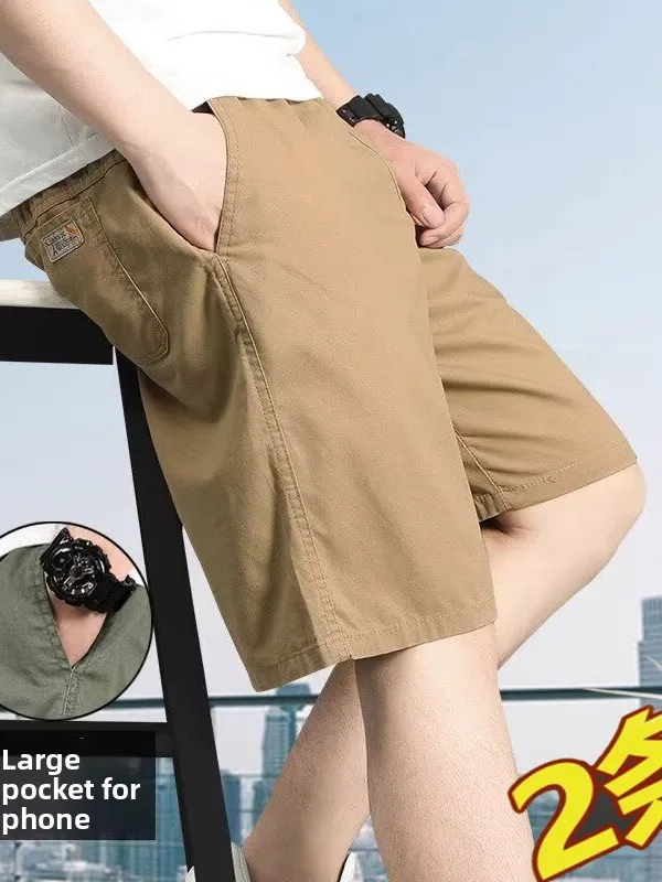 Pantaloni casual estivi a gamba dritta orts da uomo a cinque quarti in puro cotone vestibilità ampia Pantaloni comodi e traspiranti per papà