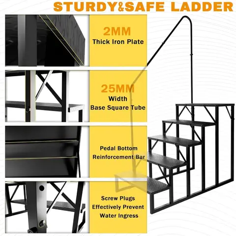 रेलिंग के साथ आर.वी. सीढ़ियाँ, आउटडोर हॉट टब सीढ़ियाँ, 5 सीढ़ियों वाला स्टूल, फिसलन-रोधी पैनल वाली आर.वी. सीढ़ियाँ, स्पा और यात्रा के लिए कैंपर सीढ़ियाँ 10 best sales सीढ़ियाँ - №4