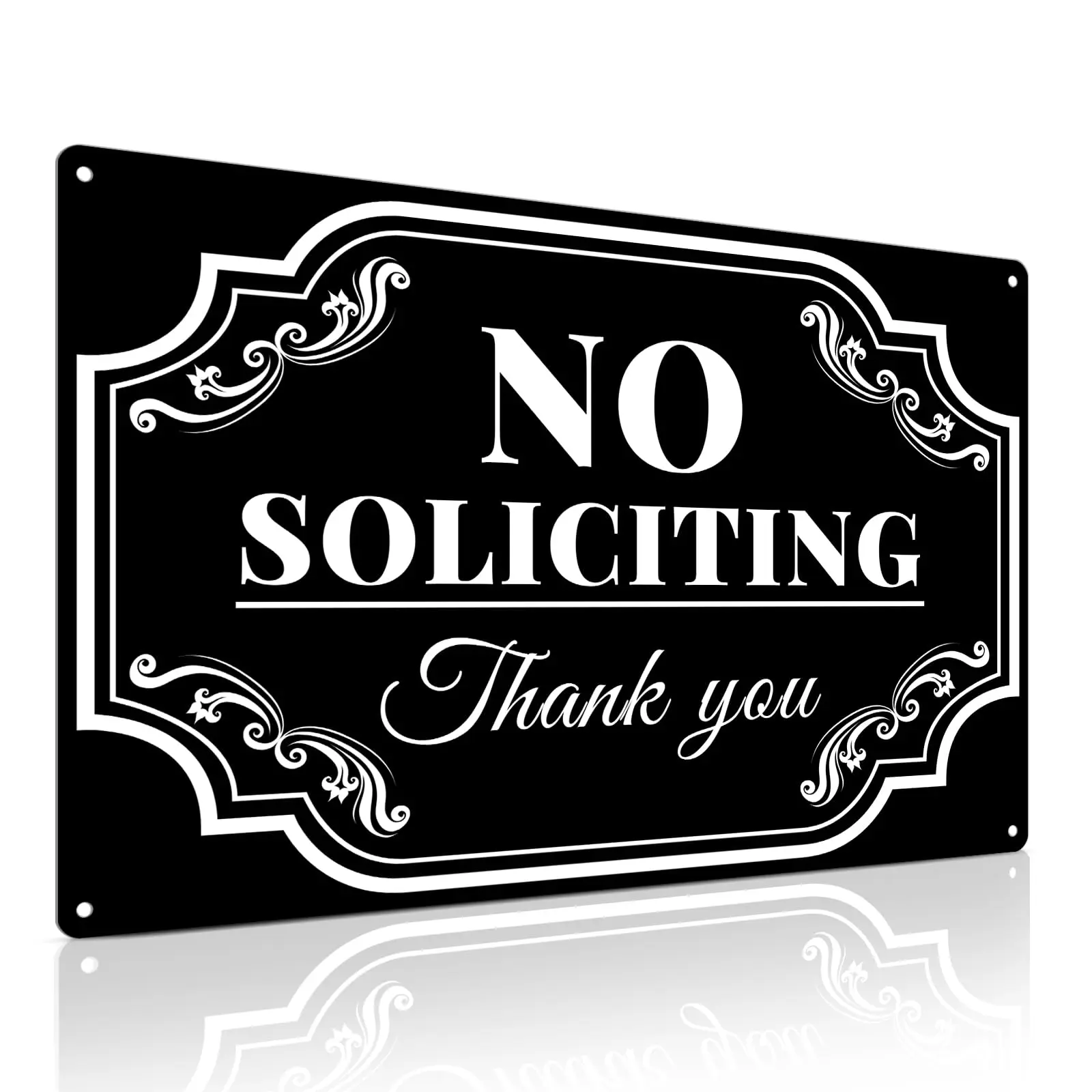No Soliciting Yard Sign - 8x12 Inch Office Door Metal Signs for Outdoor Use