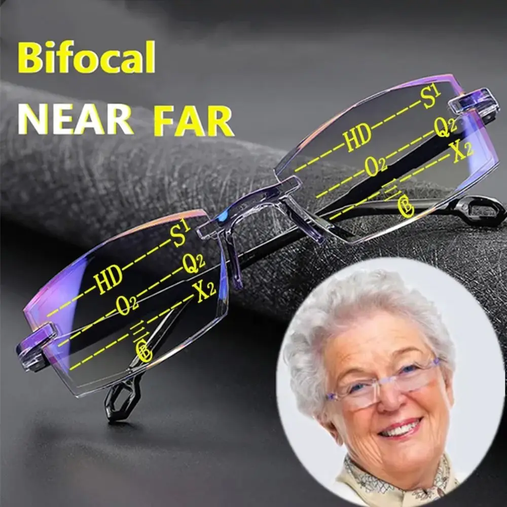 Neue Diamant-cut Bifokale Progressive Lesebrille Männer Blau Licht Blockieren Multifokale Brillen Ultraleicht Randlose Brillen