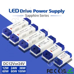 AC 110-240V to DC 12V 24V LED COB strip lighting Driver power Transformer 12W 24W 36W 60W 100W 2A 3A 5A Switching Supply adapter