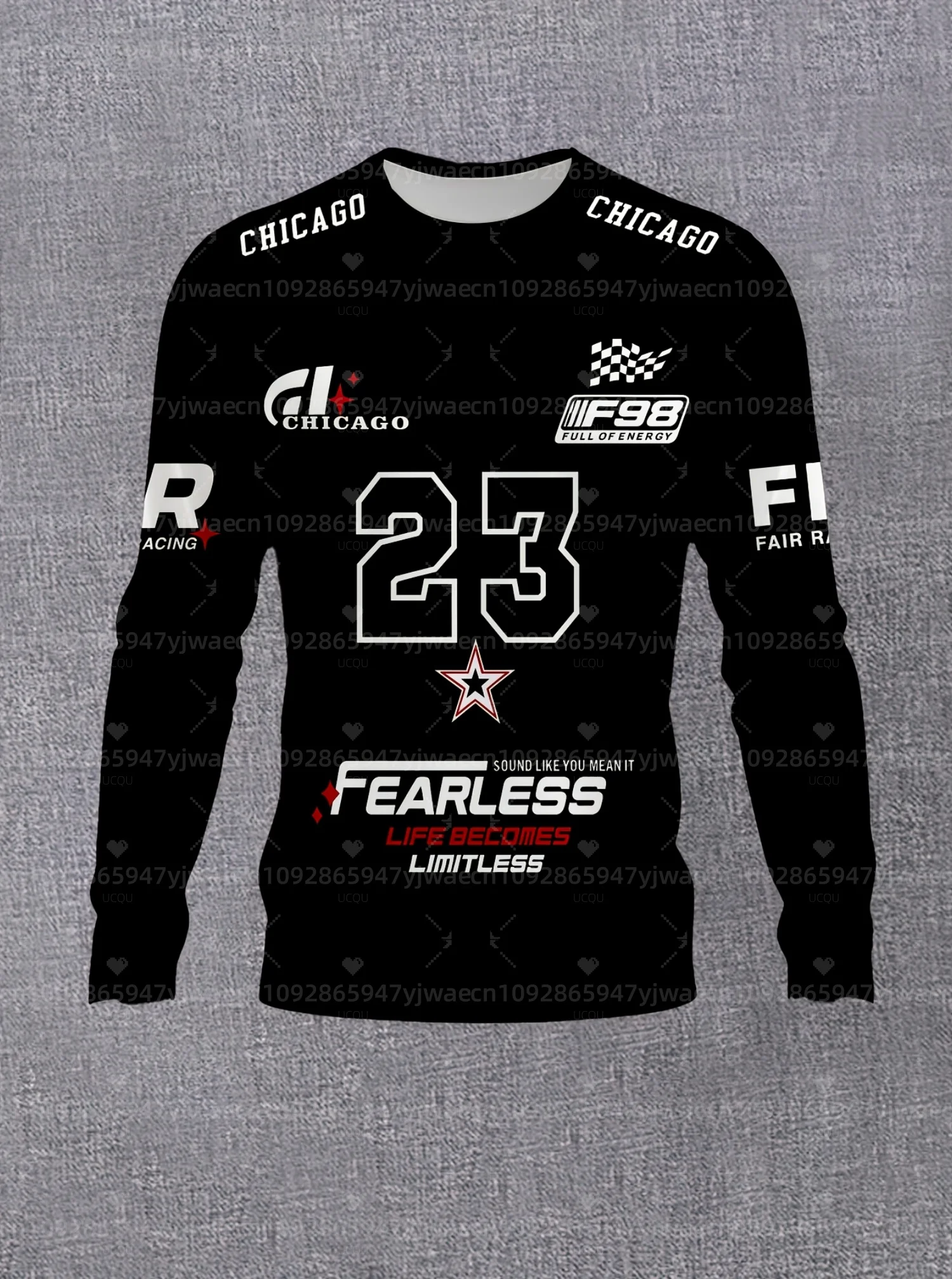 Camiseta de Manga Longa Masculina Verão 2026 com Tema de Fã de Corridas Chicago 23, Moletom Unissex para Homens e Mulheres, Blusão com Capuz