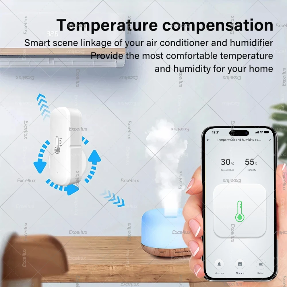 Zigbee 3.0 temperatuur- en vochtigheidssensor binnenthermometer hygrometer monitoring werkt met Home Assistant Alexa Google Home