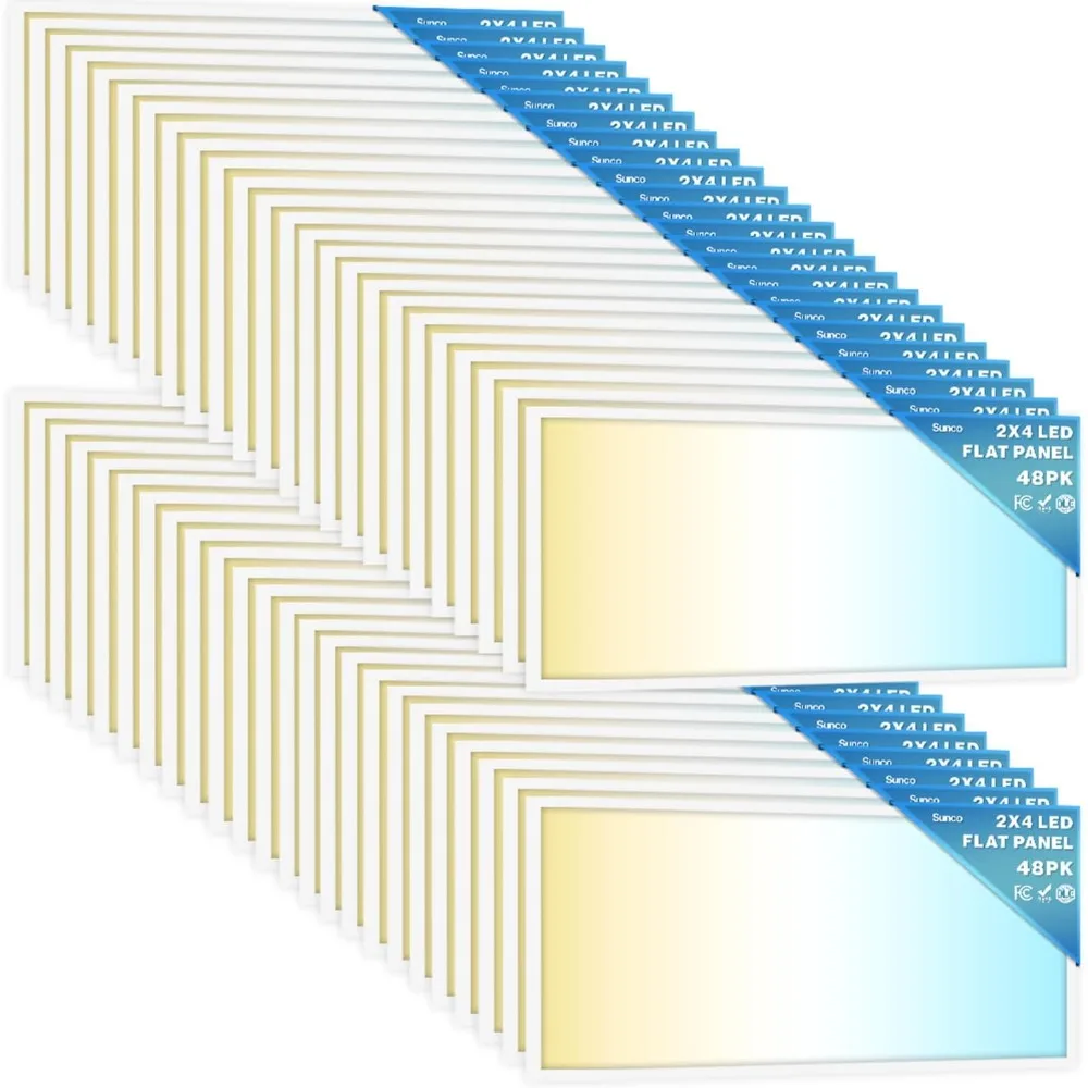 

Sunco 48 Pack 2x4 LED Flat Panel Light Drop Ceiling Office Shop Commercial Warehouse Fixture, 6500 Lumens, Selectable Features,