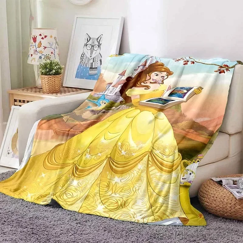 La belle et la bête-Couverture moelleuse pour enfants, housse de canapé-lit, couette douce, jeté de glouton, cadeau pour fille, quatre saisons