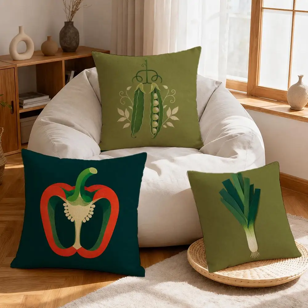 Character Cute Simple Kobito Zukan Peach Cushion Cover Linen Anti-Mite Antibacterial Cushion Cover Invisible Zipper Sofa Decor