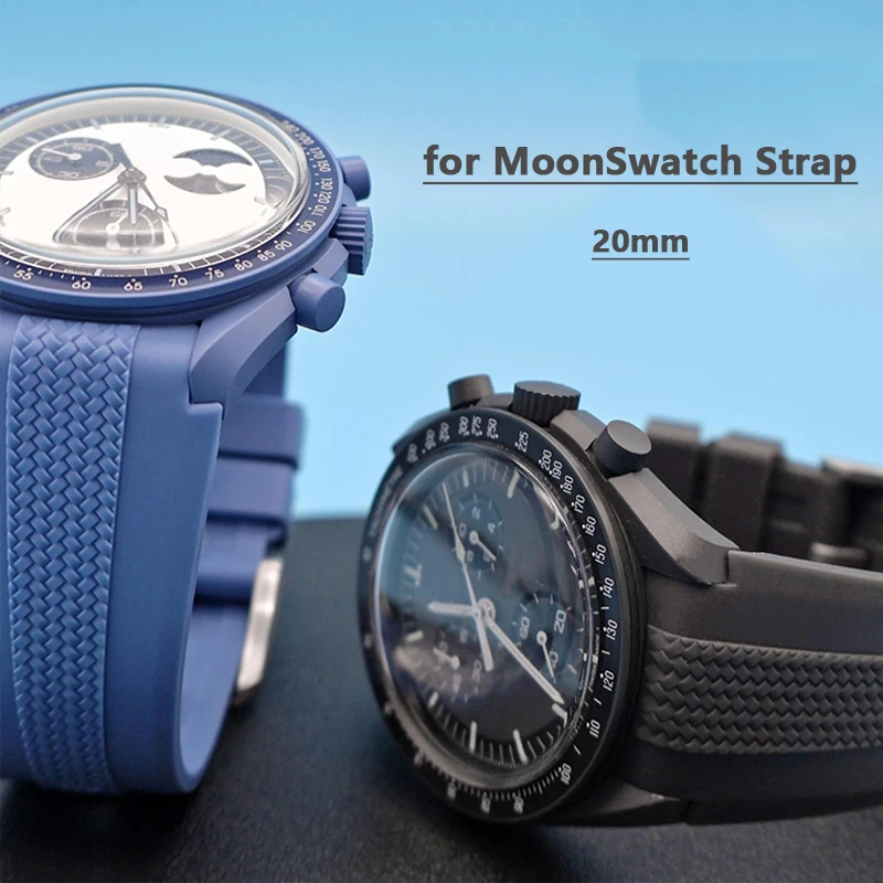 

Резиновый ремешок для Swatch X Omega MoonSwatch 20 мм, мужской быстросъемный силиконовый спортивный ремешок с изогнутым концом, браслет для Speedmaster