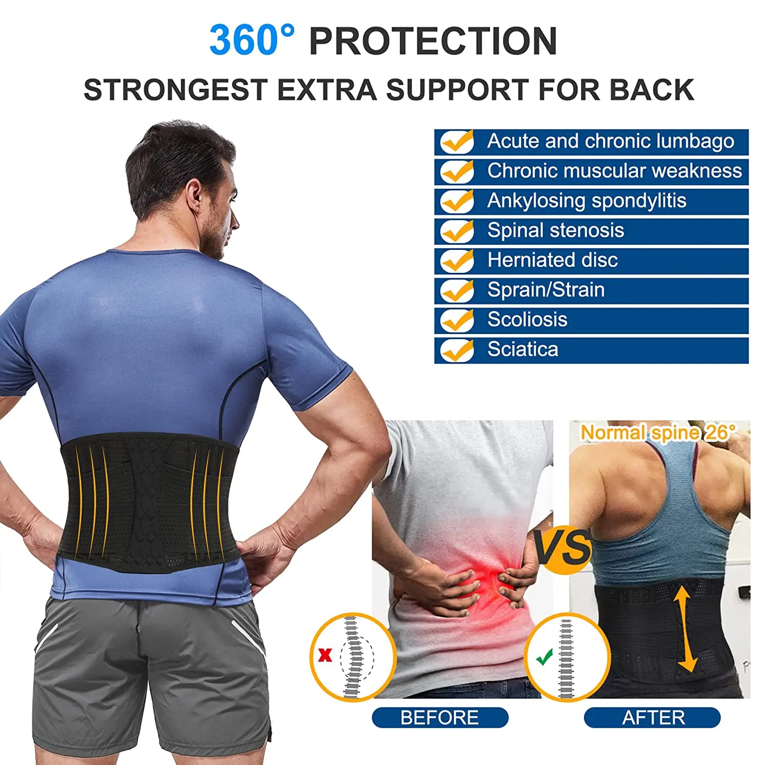 thumbnail image 2 of Bestlife LSO Spine Decompression Support Back Brace - Adjustable Lumbosacral Belt For Sciatica, Herniated Discs, Lumbar Support - TANDCF 2 of 13