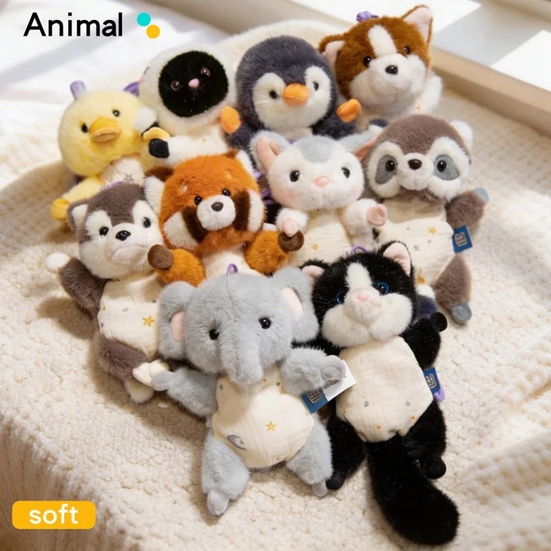 20cm Kawaii Lovely Lazy Sheep Refrigerator Sticker Plush Toys Cartoon Soft Stuffed Animals Puppy Pad Healing Pinch Pendant Decor
