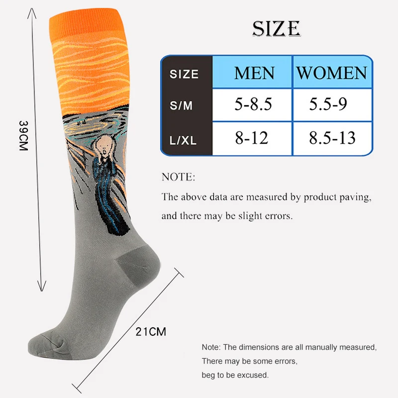 Men And Women Compression Socks Retro Personality Art Oil Painting Socks Thigh High Socks Varicose Veins Diabetes Stovepipe