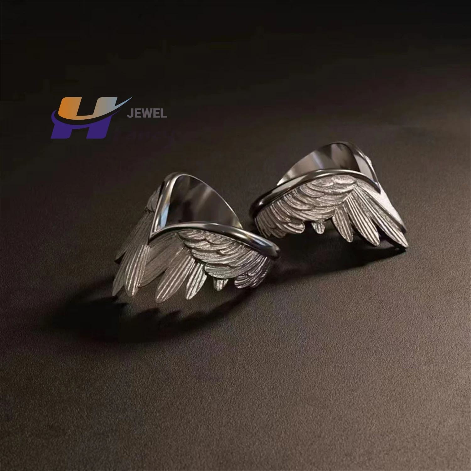 New Fashion Angel Wings Ring for Women Men Unisex Heart Shape Protective Posture Feather Open Adjustable Finger Jewelry Gift