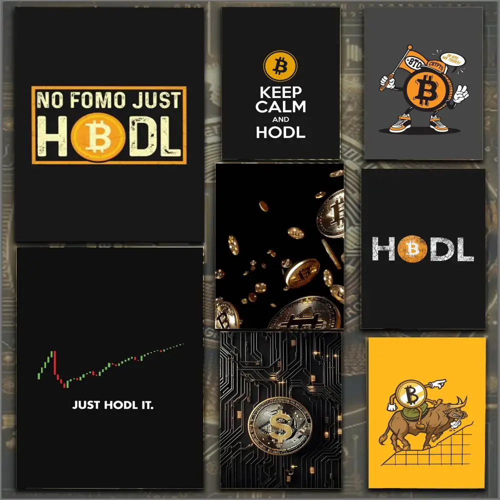 Bitcoin Pattern Art Poster Durable HD PVC Wall Art - Waterproof Soundproof For Home Office Bar