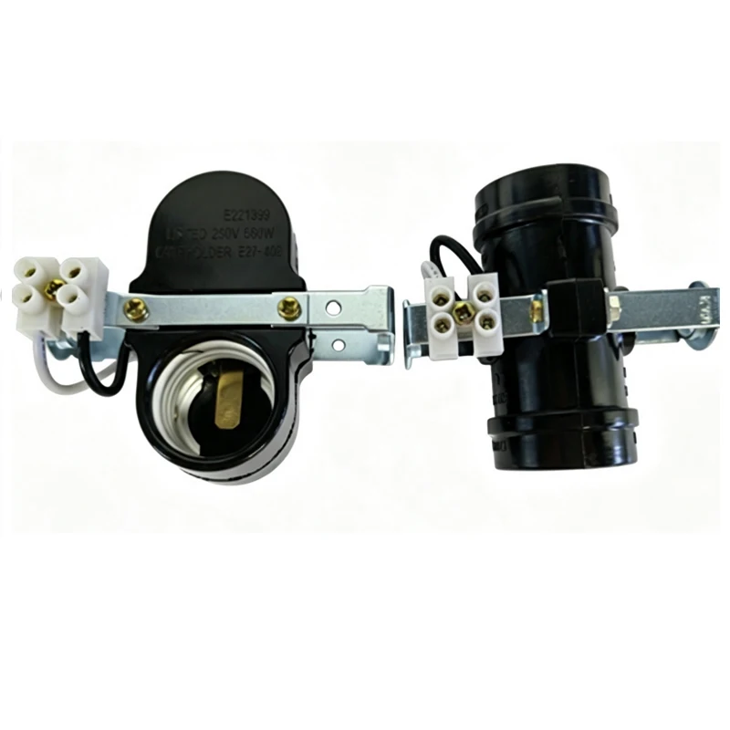 1PCS 2way E27 Bakelite Self-Locking Lamp Holder Full Tooth Half Tooth LED Black Screw Base Lighting Accessories