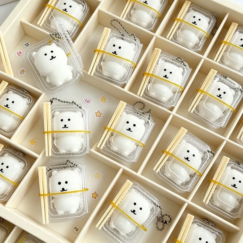 Squishy Toy Cute Tiny Bear Stress Ball Keychain Anti-stress Fidget Toy Self Deprecating Bear Pendant Squeeze Toy