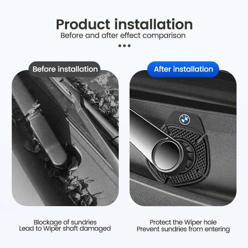 Car Windshield Wiper Hole Protective Cover Wiper Dustproof Bottom Sleeve Leaves Debris Prevention For BMW Performance M Power