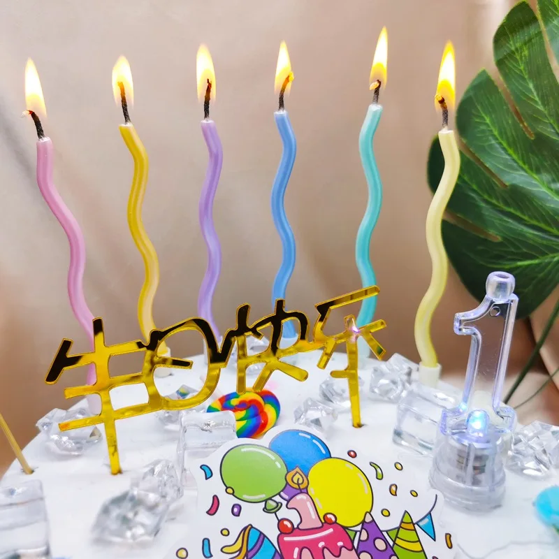 Gebogene Kerze zum Geburtstag Geburtstagsdekoration Kreative Lange Kerze für Tortendekoration Valentinstag Romantische Kerze – Detail 1