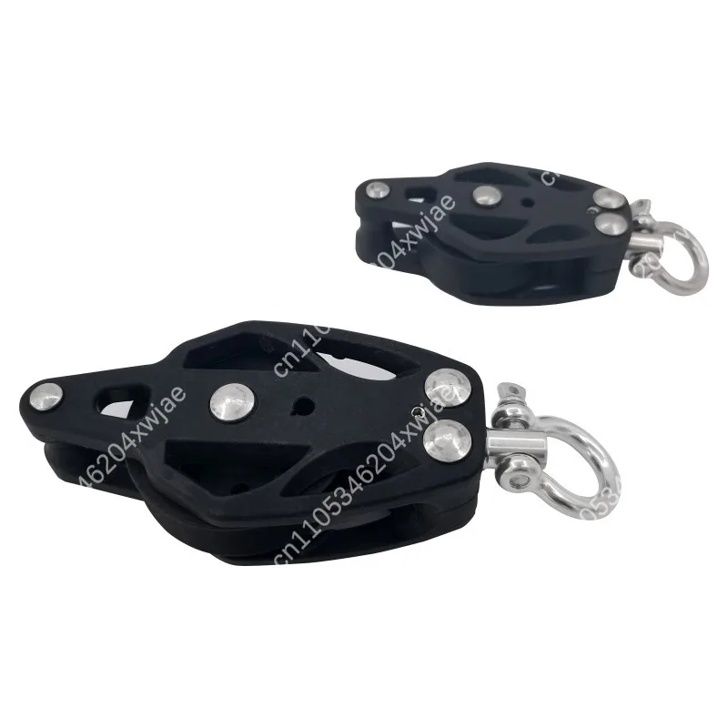 Nylon Pulley Block Single Swivel Black Marine Hardware for Boat Yacht Sailing Rigging Sailboat Accessories
