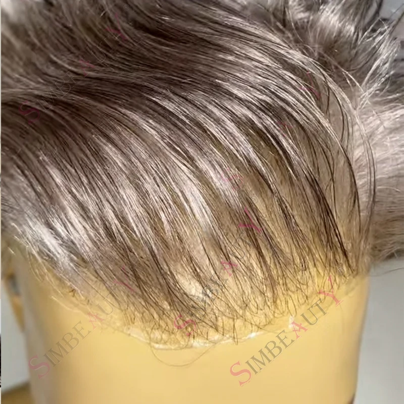 

Ультратонкий мужской парик (система замещения волос) 0.02 мм, светло-коричневый, 80% плотность, незаметный, темно-коричневый # Система восстановления волос из натуральных человеческих волос 210 Grey с естественной линией роста волос