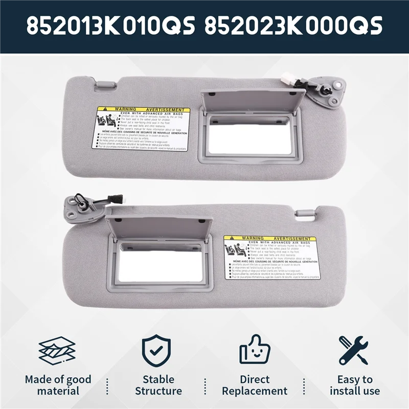

AADD-AASS-Car For Hyundai SONATA 2006-2010 Sun Visor 1SET 852013K010QS 852023K000QS Gray Cloth LH RH