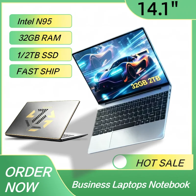 2026 New Intel Laptop 14.1 inch Intel Core N95 Notebook Office Gaming  32GB RAM 1TB 2TB SSD Notebook Computer