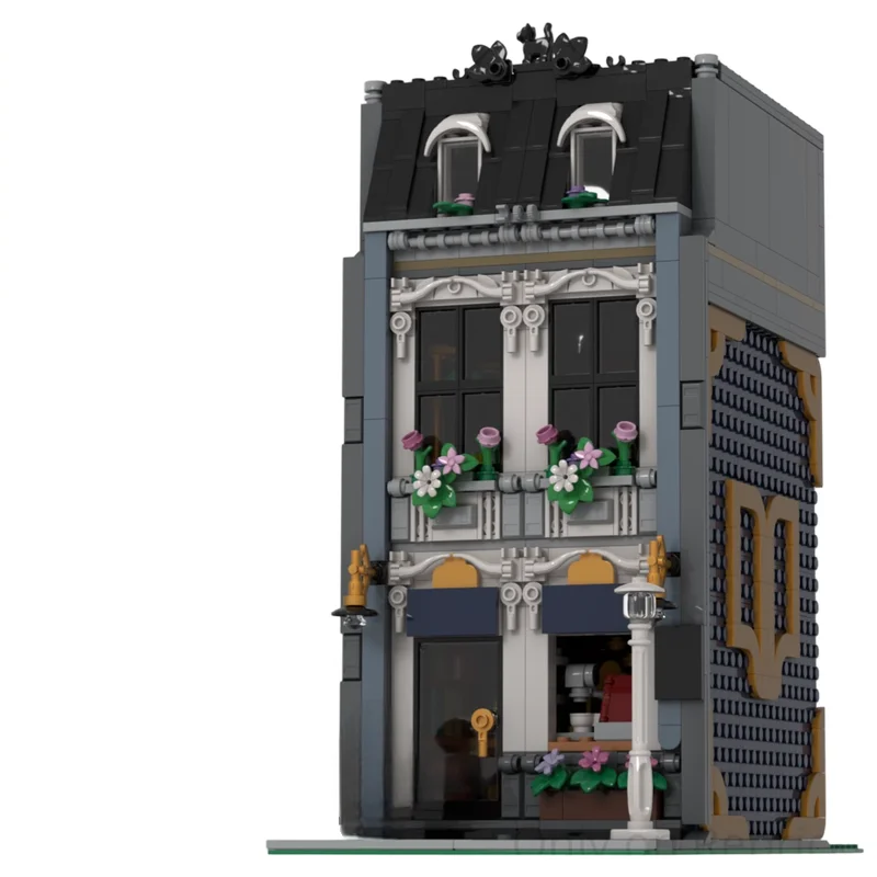 MOC Building Blocks Half Modular Book Shop Display Window Shelves Reading Corner Nook DIY Brick Kit Desktop Scene Ornament