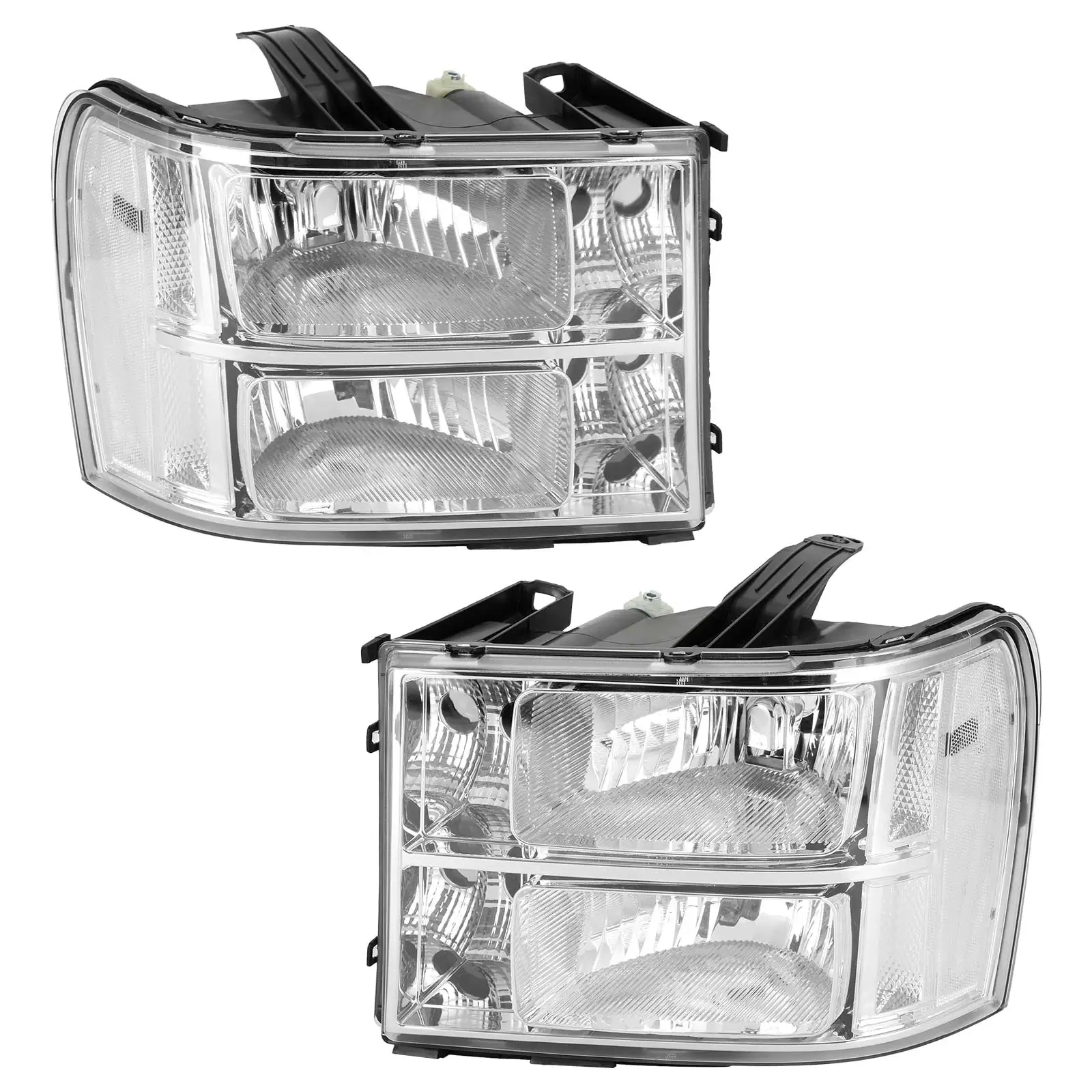 Artudatech Chrome Housing Clear Headlights Assembly For GMC Sierra 1500 2500HD 3500HD 2007-2014 B