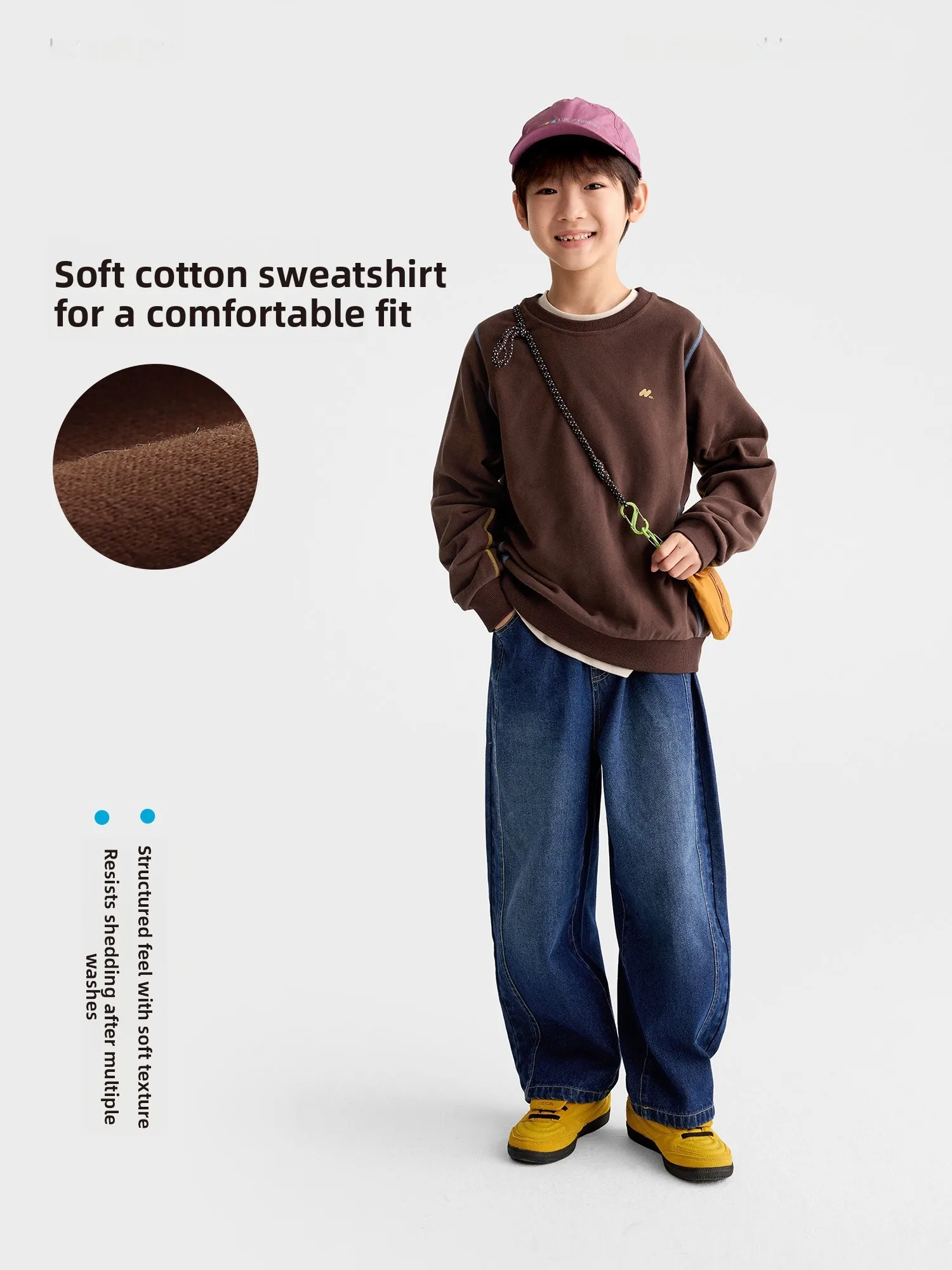 Purrfect Diary Kids Retro round Neck Sweatshirt Long Sleeve Soft Wear Resistant Autumn New Arrival Unisex Children's Clothing