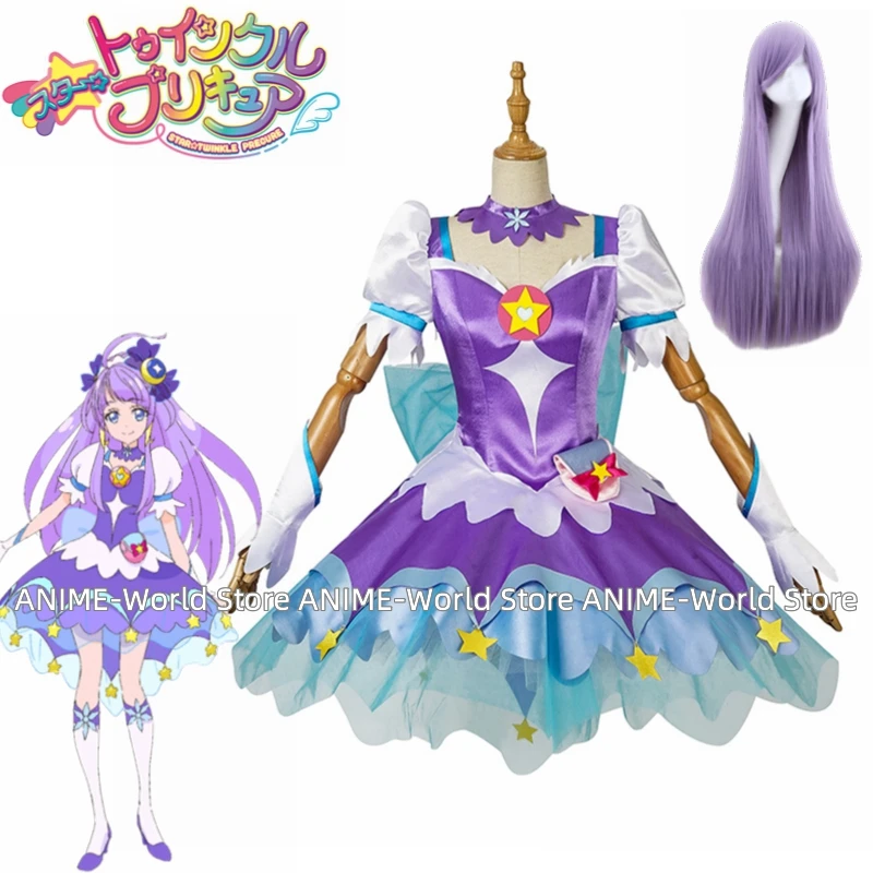 AniME Pretty Cure Unisex Anime Cos Kaguya Madoka Selene Cosplay Costumes Dress Sets Any Size WIG