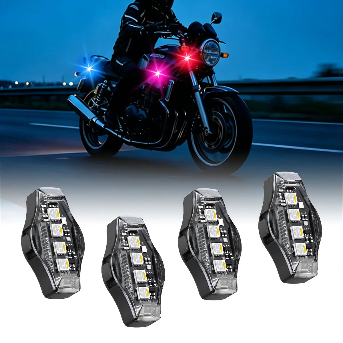 Car LED Drone Strobe Light Wireless Remote RGB Warning Light for Bicycle Taillight Motorcycle Indicator Light Type-C Charging