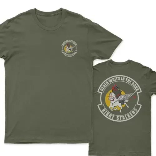 160th Airborne SOAR(A) Night Stalkers Death Waits In The Dark T-Shirt 100% Cotton O-Neck Summer Short Sleeve Casual Mens T-shirt