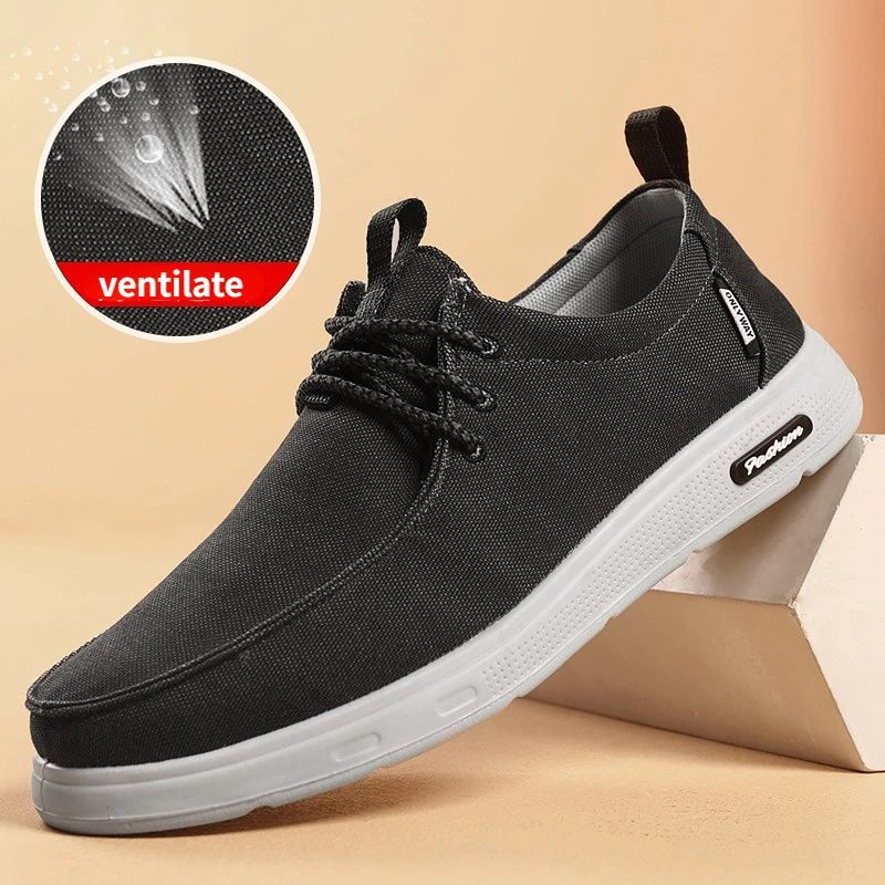 Men\'s shoes 2023 summer new lightweight canvas shoes Breathable lace up versatile casual shoes Fashion Shoes Male loafers men