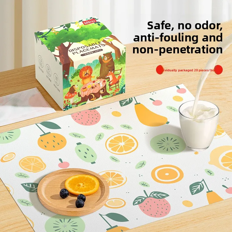مفارش أطباق للاستعمال مرة واحدة للرضع والأطفال الصغار، سجادات طاولة للأطفال مقاومة للزيت للاستخدام المنزلي، والرمي اليومي #1
