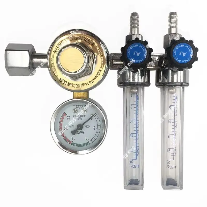 Argon meter pressure reducer double tube, pressure regulator, pressure reducing valve, argon arc welding machine accessories,