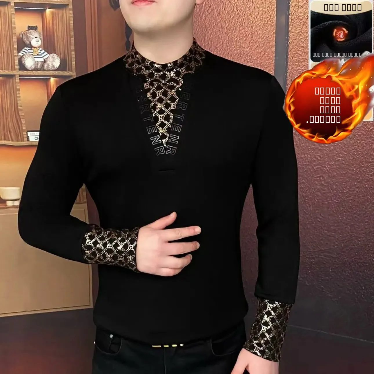 

Мужская зимняя толстовка с длинными рукавами и флисовой подкладкой, эластичная, облегающая, модная, универсальная, молодежная, из полиэфирного волокна